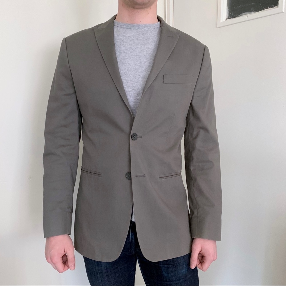 Banana Republic gray blazer suit jacket cotton old money summer academia preppy